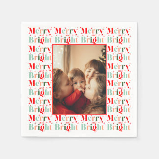 Servilleta De Papel Foto de familia de Navidad alegre y brillante