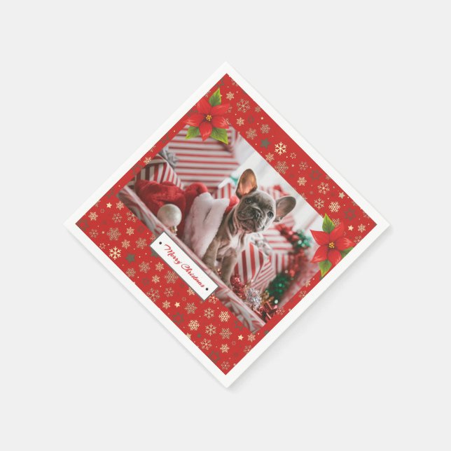 Servilleta De Papel Foto de feriados de Navidades personalizados (Borde)