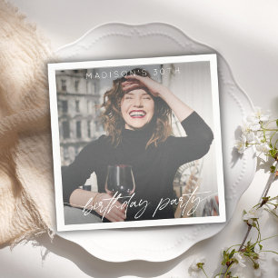 Servilleta De Papel Foto de fiesta de cumpleaños con guión moderno