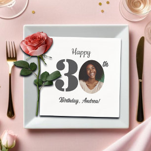 Servilleta De Papel Foto de fiesta de cumpleaños número 30 en negrita