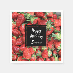 Servilleta De Papel Foto de Fresas Rojas Jugosas Cumpleaños