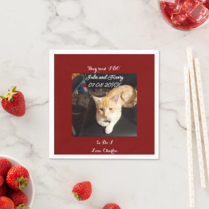 Servilleta De Papel Foto de gato ginger de boda personalizada con text
