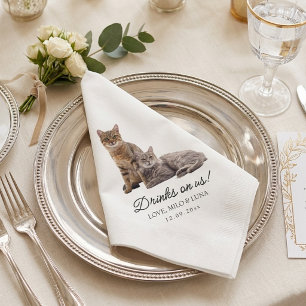 Servilleta De Papel Foto de Gatos Mascotas Personalizada para Boda