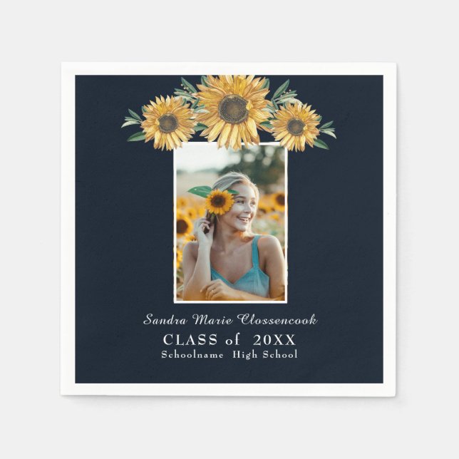 Servilleta De Papel Foto de girasoles fotograma Moderna graduación rús (Anverso)