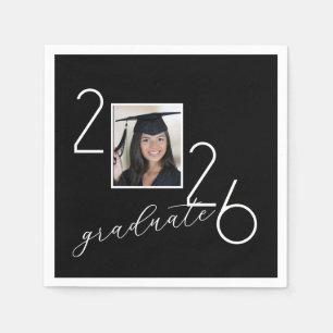 Servilleta De Papel Foto de graduación 2026 en negro