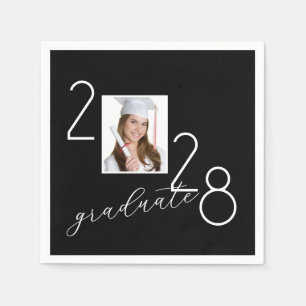Servilleta De Papel Foto de graduación 2028 en negro