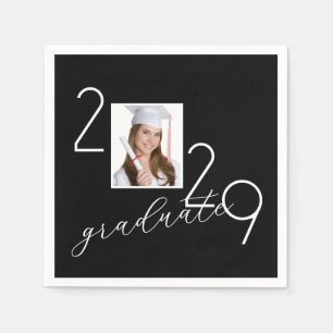 Servilleta De Papel Foto de graduación 2029 en negro