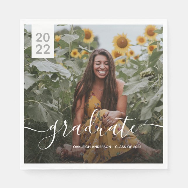 Servilleta De Papel Foto de graduación de guión simple (Anverso)