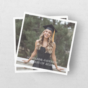 Servilleta De Papel Foto de Graduación de Tipografía Moderna