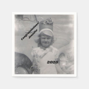 Servilleta De Papel Foto de graduado   Congratulations   Nombre y año