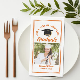 Servilleta De Papel Foto de Graduado de Naranja Fiesta de Graduación P