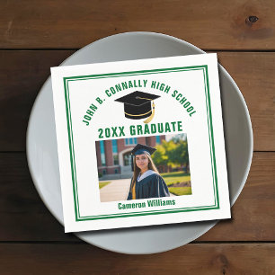 Servilleta De Papel Foto de Graduado Verde Personalizada Fiesta de Gra