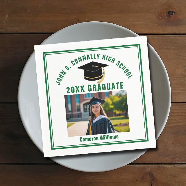 Servilleta De Papel Foto de Graduado Verde Personalizada Fiesta de Gra (Subido por el creador)