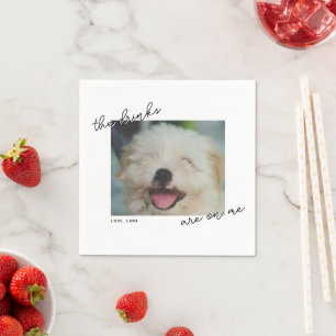 Servilleta De Papel Foto de mascota con letra manuscrita 'Las bebidas 