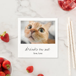 Servilleta De Papel Foto de mascota personalizada Gato Bebe en mí Cóct