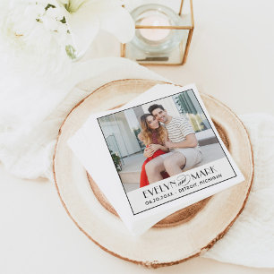 Servilleta De Papel Foto de monograma de boda Art Déco negro vintage