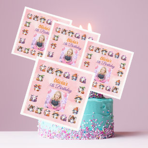 Servilleta De Papel Foto de niña de cumpleaños de Halloween con fantas