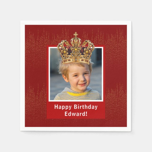 Servilleta De Papel Foto de niño personalizada Feliz cumpleaños, Coron (Anverso)