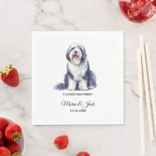 Servilleta De Papel Foto de Old English Sheepdog Bodas
