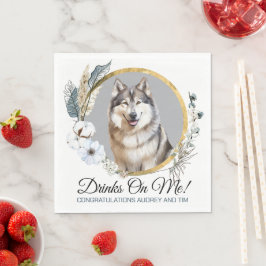 Servilleta De Papel Foto de perro Alaskan Malamute de Hibisco Blanco E