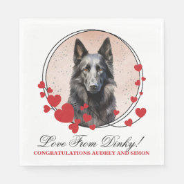 Servilleta De Papel Foto de perro Boda del corazón rojo del perro del 