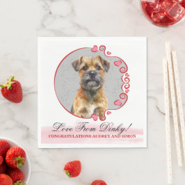Servilleta De Papel Foto de Perro Border Terrier Corona de Corazón Roj
