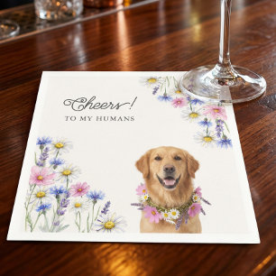 Servilleta De Papel Foto de Perro con Flor Silvestre Prensada Saludos