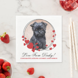 Servilleta De Papel Foto de perro de boda de corazón rojo Affen Pinsch