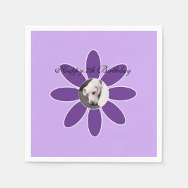 Servilleta De Papel Foto de perro tímido con cachorro en marco de flor