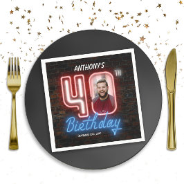 Servilleta De Papel Foto de Personalizado de Rótulo neón retro 40 años