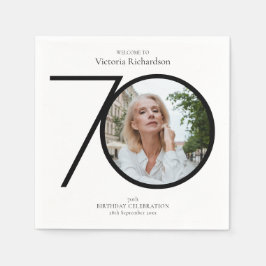 Servilleta De Papel Foto de Personalizado Minimalista de 70 años en bl