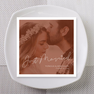 Servilleta De Papel Foto de postal de Rust recién casados
