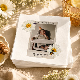 Servilleta De Papel Foto de Primer Cumpleaños de Nuestra Pequeña Abeja
