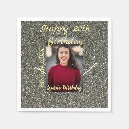Servilleta De Papel Foto de Silverglitter 20 cumpleaños fecha de añadi