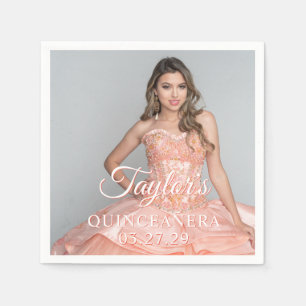 Servilleta De Papel Foto de vestido de quinceañera con dos colores de 