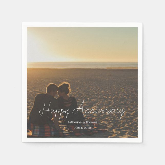 Servilleta De Papel Foto del Aniversario del personalizado Texto perso (Anverso)
