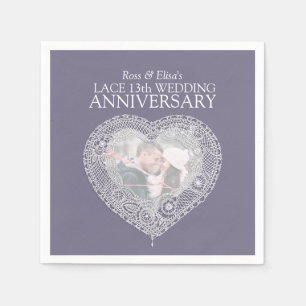 Servilleta De Papel Foto del corazón del décimo tercer aniversario del