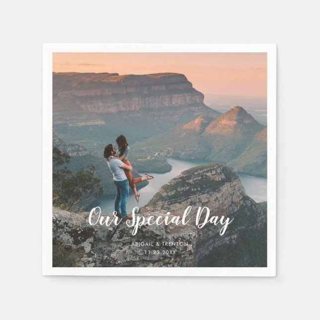 Servilleta De Papel Foto del día de la boda personalizada (Anverso)