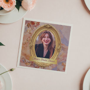 Servilleta De Papel Foto: Ducha de Novias de Oro del Renacimiento Blan