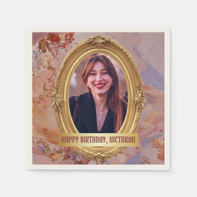 Servilleta De Papel Foto: Fiesta de cumpleaños de oro del Renacimiento (Anverso)