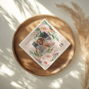Servilleta De Papel Foto floral boho moderna elegante femenina