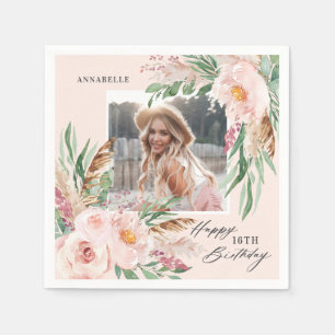 Servilleta De Papel Foto floral boho moderna elegante femenina