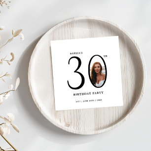 Servilleta De Papel Foto mínima en blanco y negro 30 cumpleaños