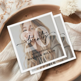 Servilleta De Papel Foto minimalista de la fiesta de cumpleaños número