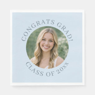 Servilleta De Papel Foto personalizada azul graduación felicitaciones