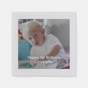 Servilleta De Papel Foto Personalizada Bebés Niños 1er Primer Cumpleañ
