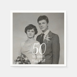 Servilleta De Papel foto personalizada de aniversario de bodas moderna