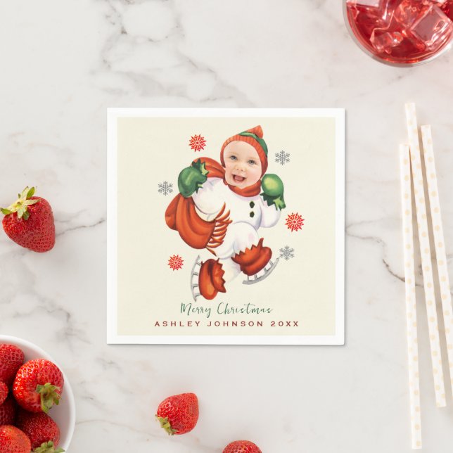 Servilleta De Papel Foto personalizada de Baby Face Chubby Santa (In situ)