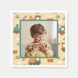 Servilleta De Papel Foto personalizada de cumpleaños de tren