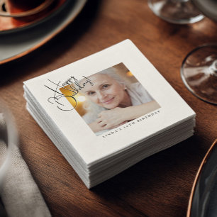 Servilleta De Papel Foto personalizada de fiesta de cumpleaños elegant